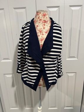 White House Black Market Navy and White Striped Blazer